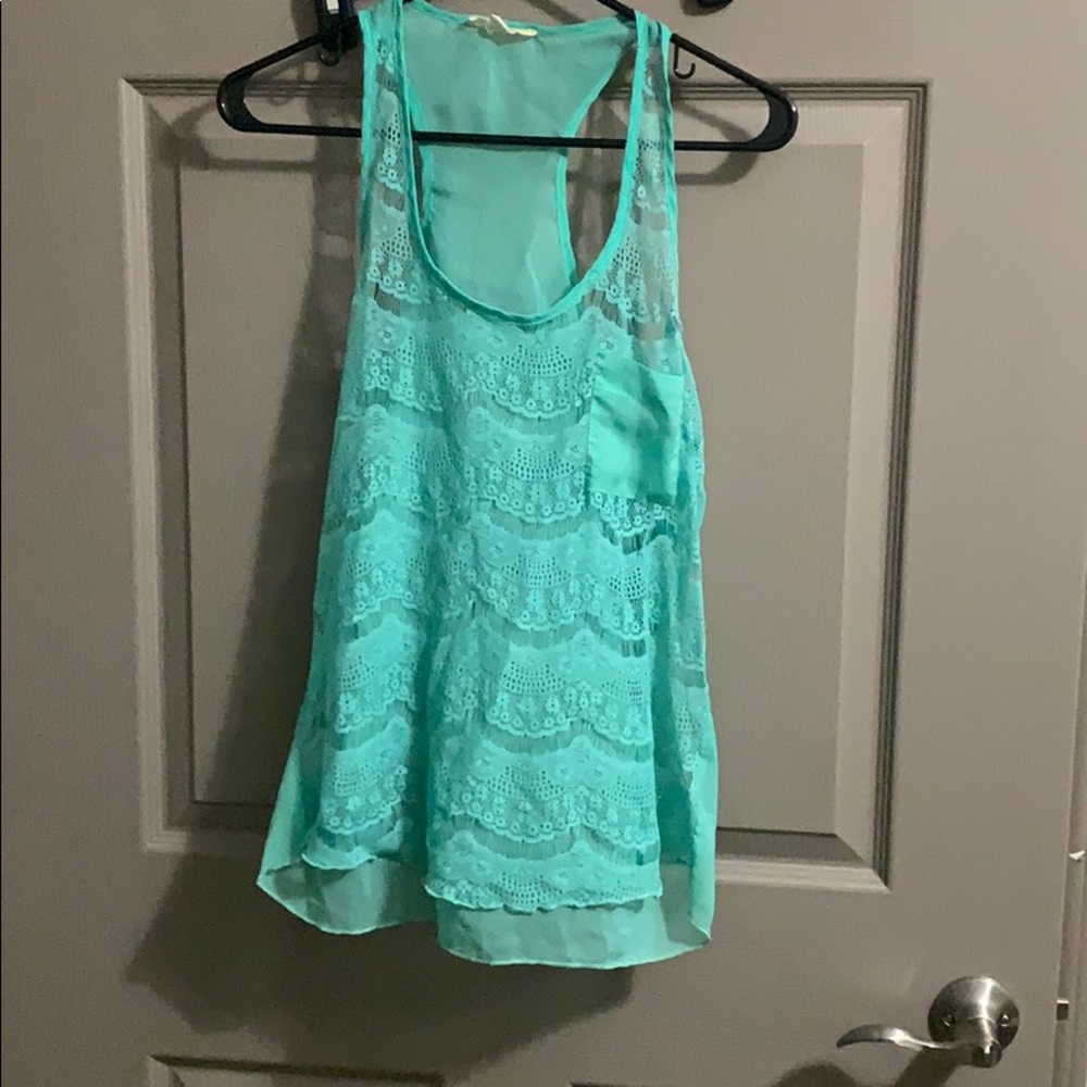 Sheer lace tank top